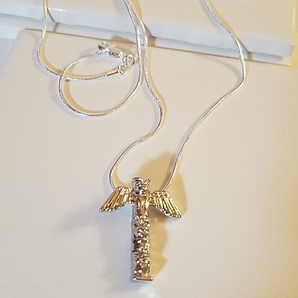 Totem Pole Silver Tone 24" Necklace
